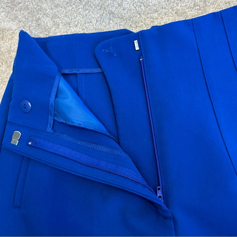 Zara Royal cobalt blue high waisted pronounced seam tailored tapered ankle pants - Picture 5 of 12